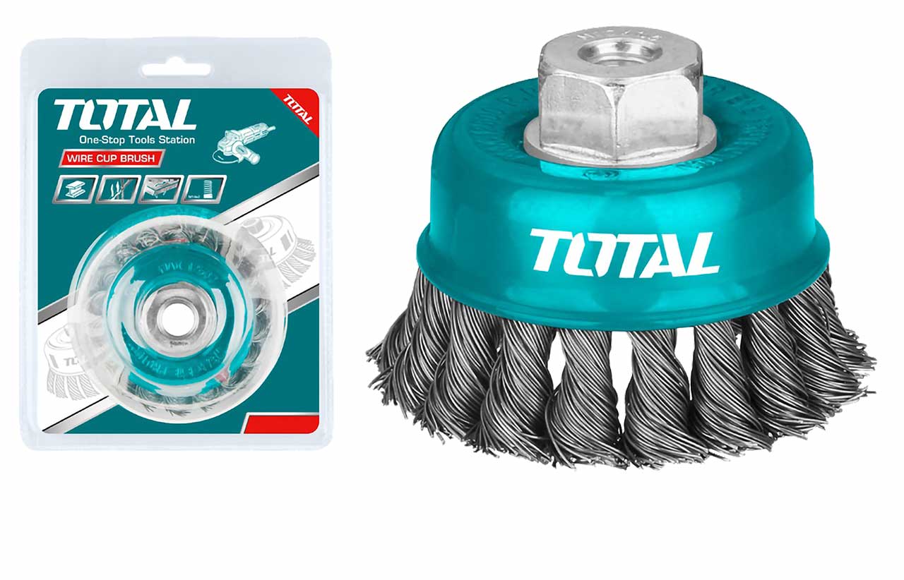 BROSSE METALLIQUE ROND TORSADE AVEC ECROU 75mm 3"