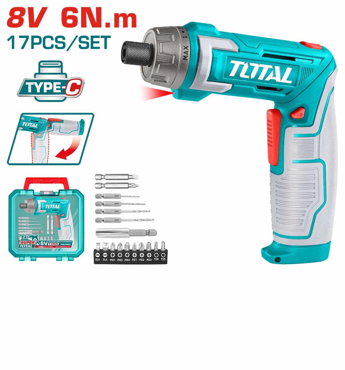 VISSEUSE RECHARGEABLE TOTAL 8V TSDLI08025