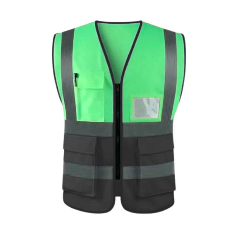 GILET VERT NOIR AVEC POCHE ET FERMETURE